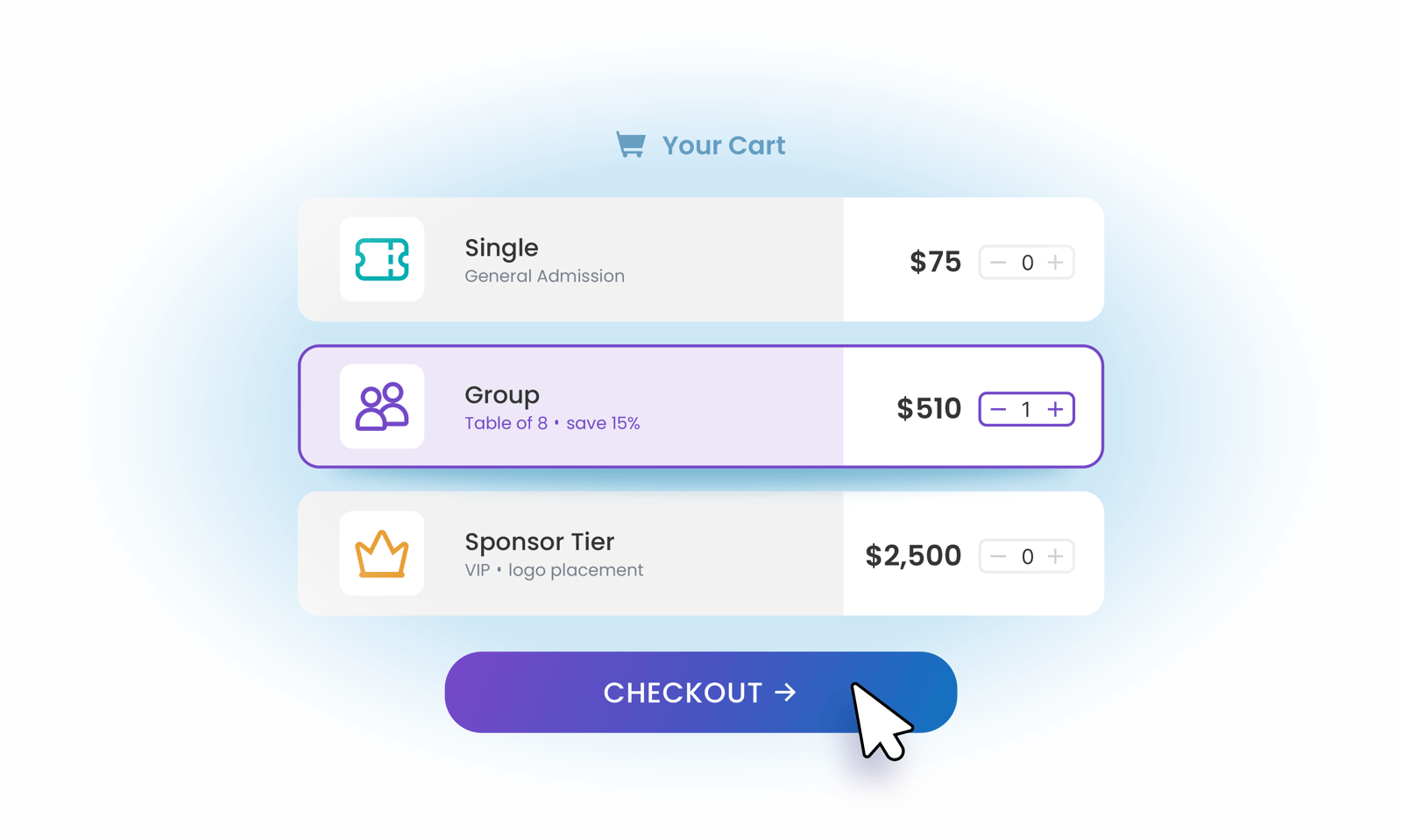 Tickets and registration checkout illustration