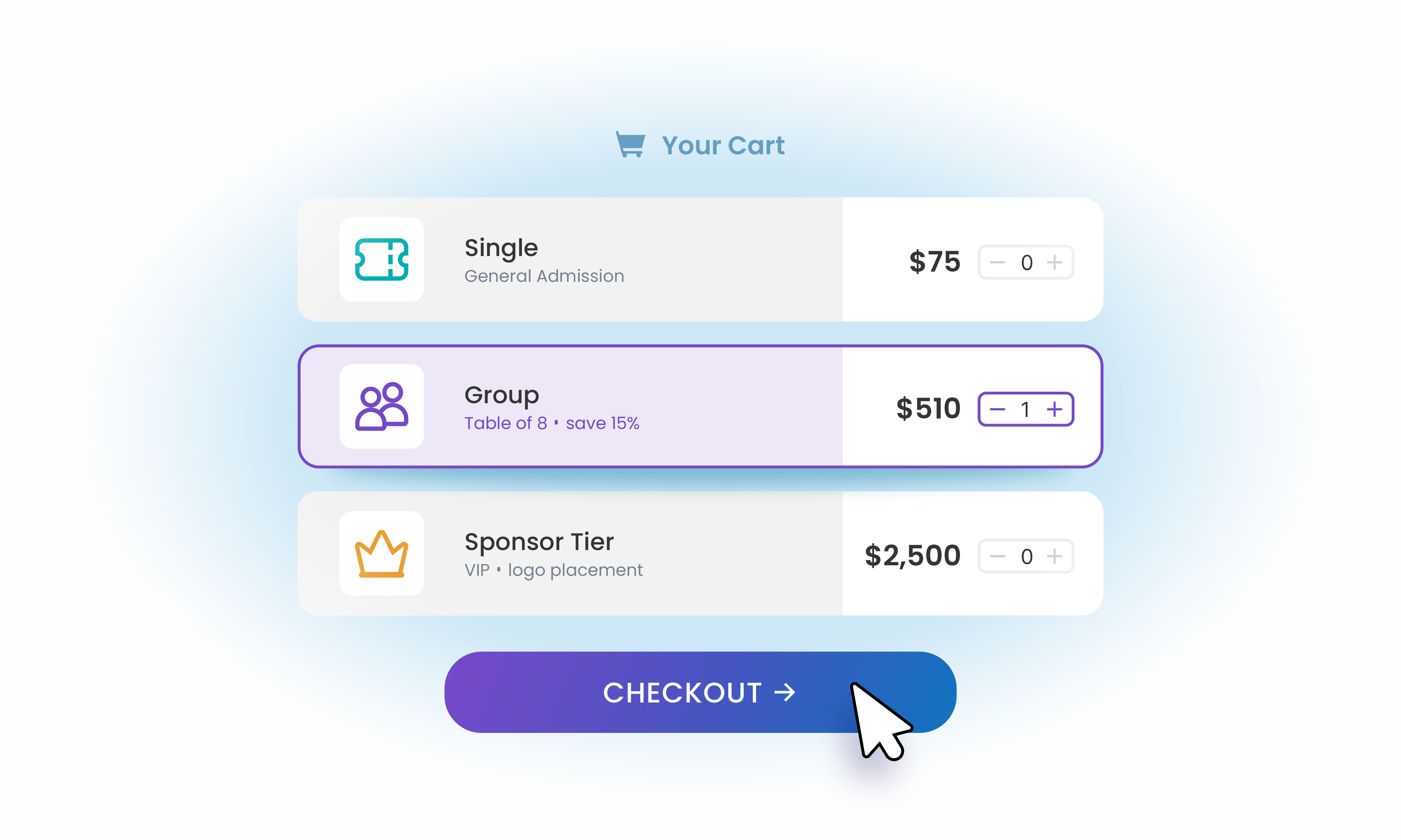 Tickets and registration checkout illustration