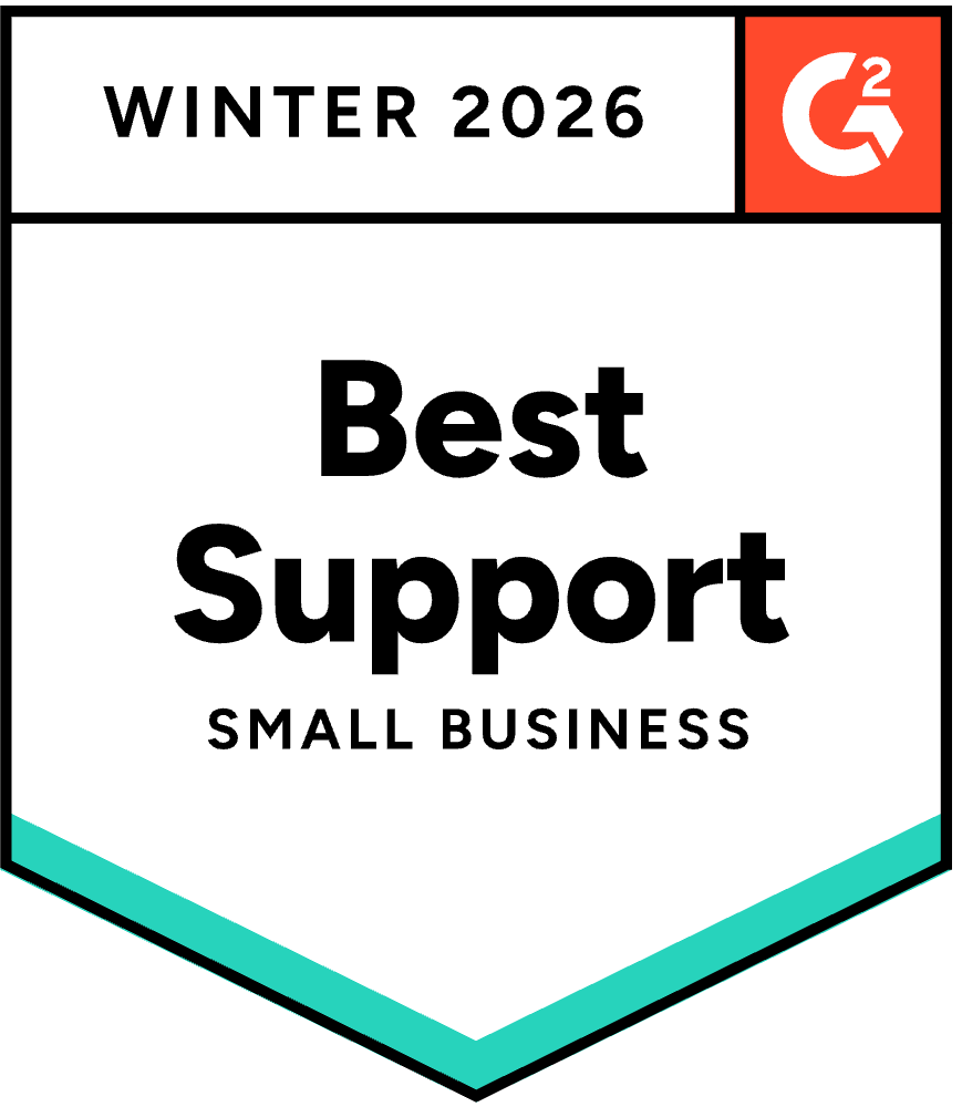 G2 Winter 2026 badge: Best Support, Small Business, Fundraising